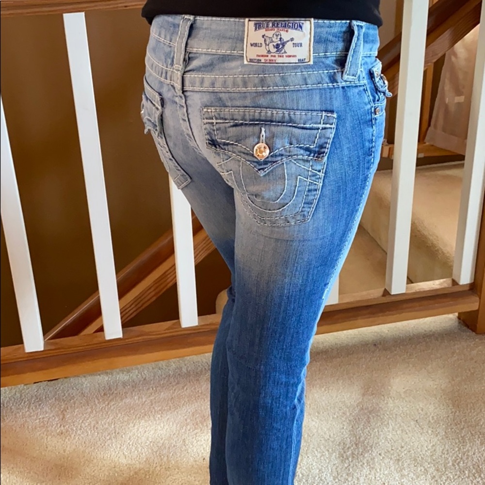 True Religion skinny mid rise flap pocket jeans